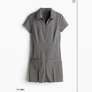 H&M Gray Zip-Front Dress with Collar